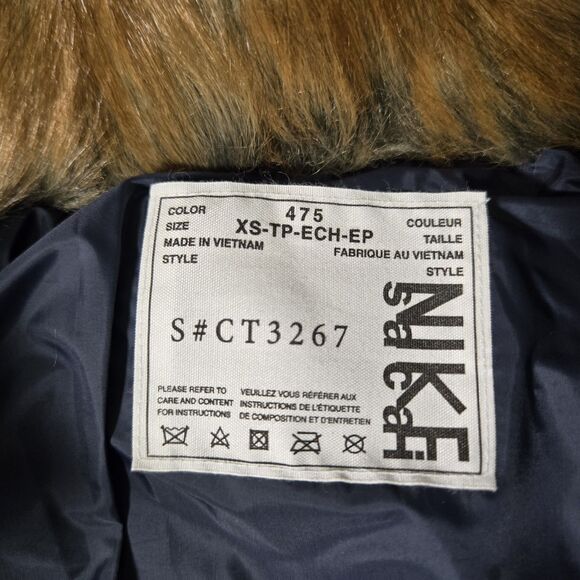 $600 Nike x Sacai Womens XS Parka Dark Obsidian Puffer Down Jacket CT3267-475 - Picture 3 of 7